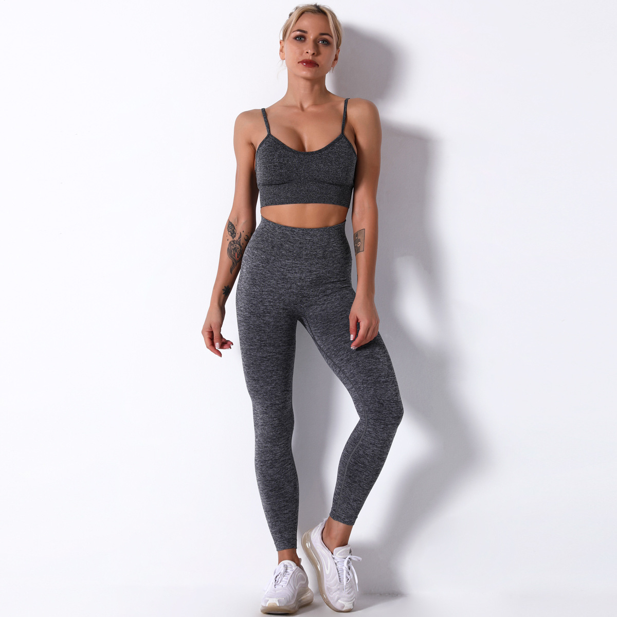 Grey FITNESS RUNNING YOGA CLOTHES