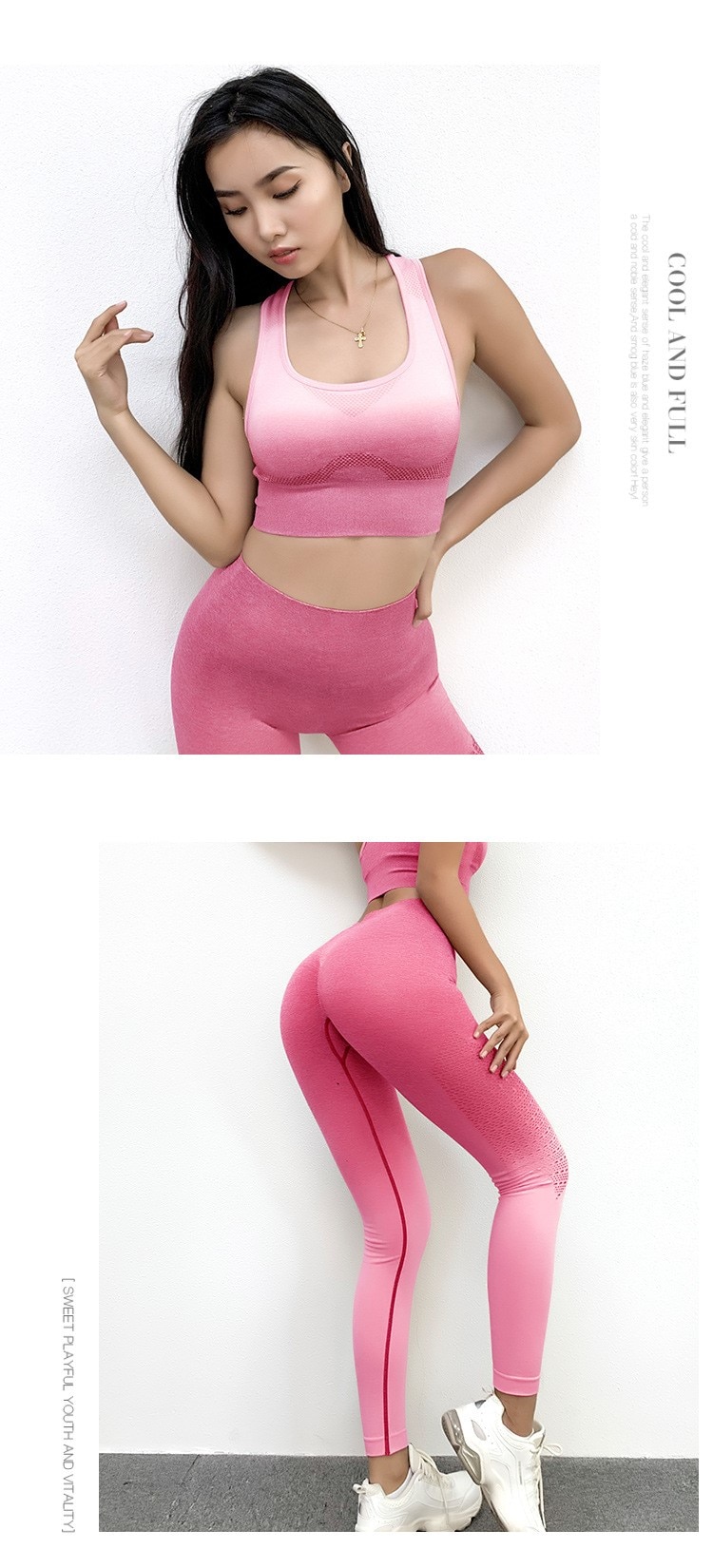 PINK  WHITE YOGA WEAR HOLLOW YOGA PANTS